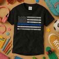 Thin Blue Line Flag  Police Pocket Size Flag Kids T-Shirt thumb 3