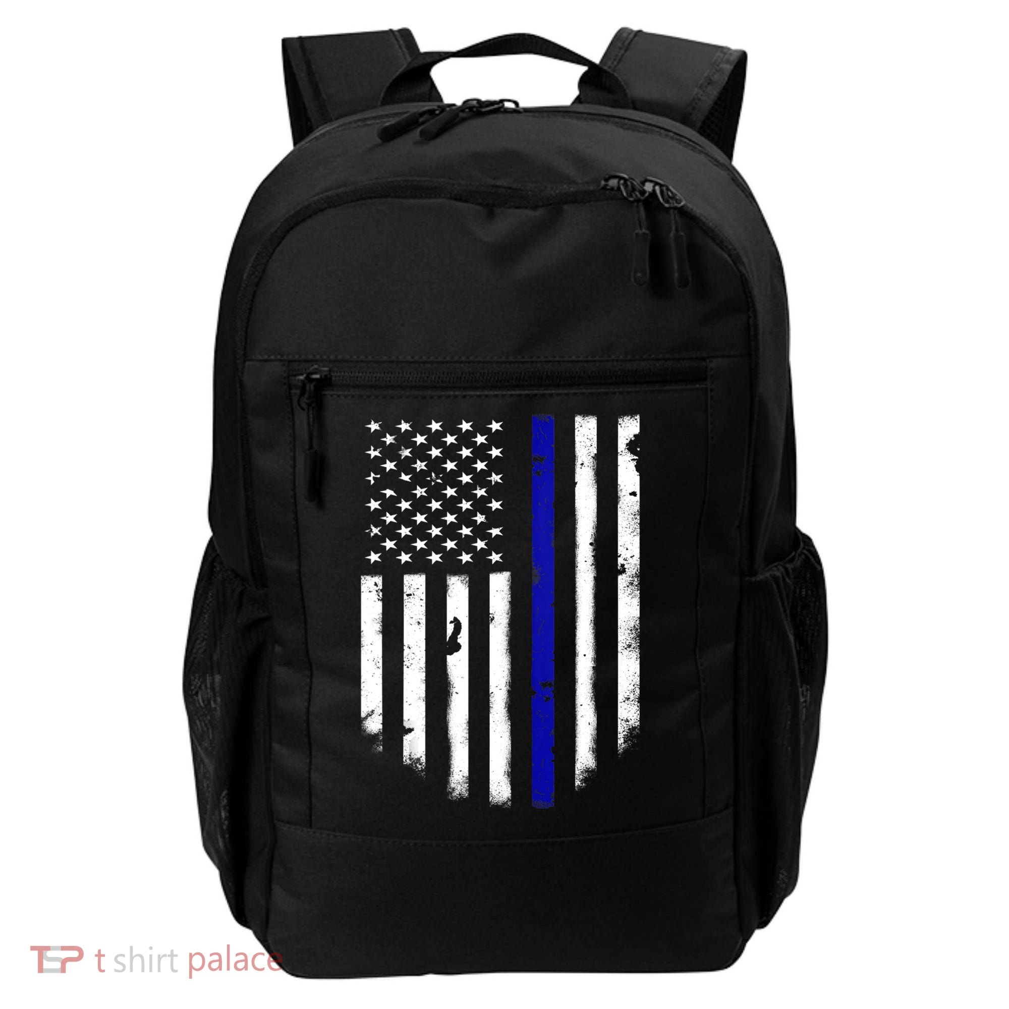 Thin Blue Line American Flag Shirt Cool Police Support Tee Backpack