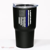 Thin Blue Line American Flag Shirt Cool Police Support Tee Tumbler thumb 0
