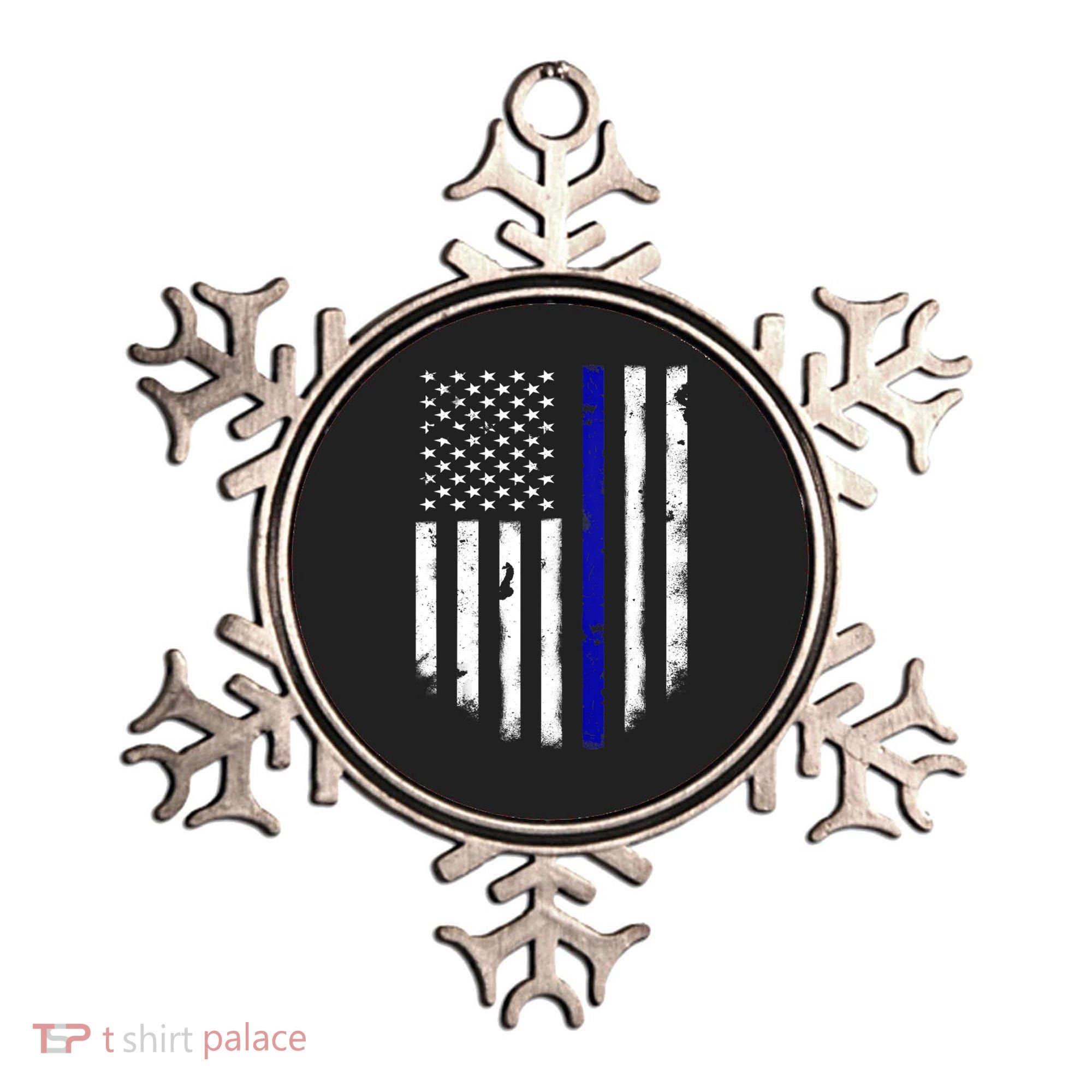 Thin Blue Line American Flag Shirt Cool Police Support Tee Ornament