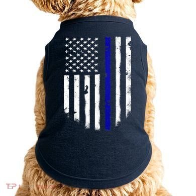 Thin Blue Line American Flag Shirt Cool Police Support Tee Doggie Tank