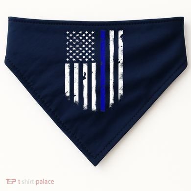 Thin Blue Line American Flag Shirt Cool Police Support Tee USA-Made Doggie Bandana
