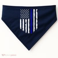 Thin Blue Line American Flag Shirt Cool Police Support Tee USA-Made Doggie Bandana thumb 0