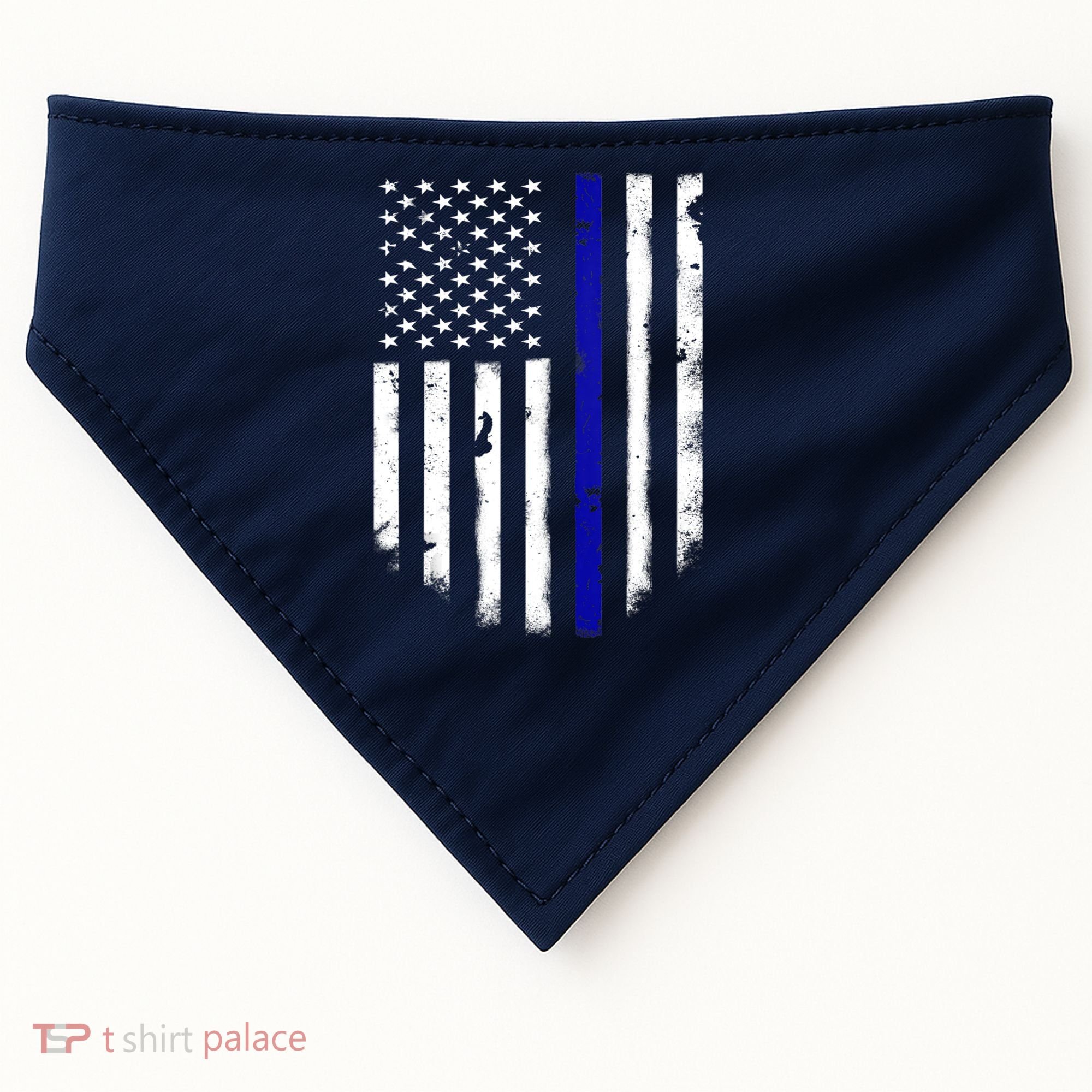 Thin Blue Line American Flag Shirt Cool Police Support Tee USA-Made Doggie Bandana