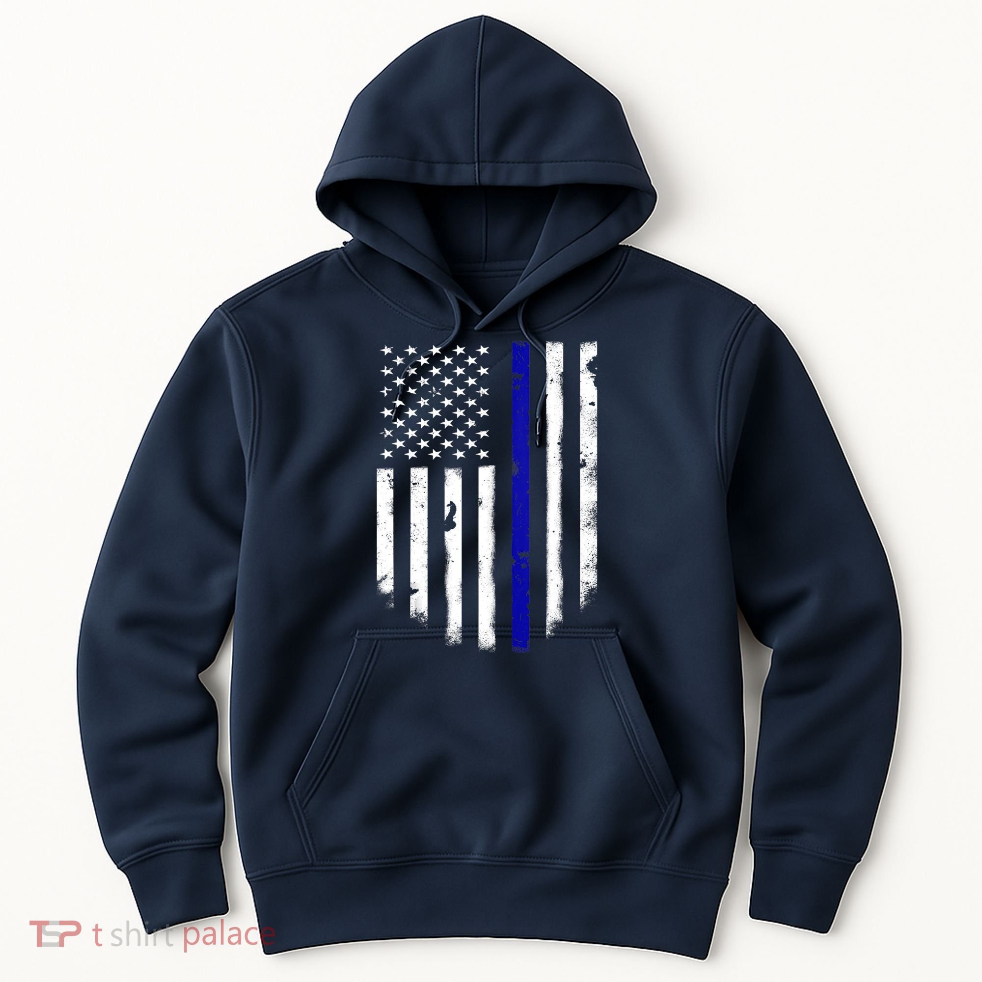 Thin Blue Line American Flag Shirt Cool Police Support Tee Hoodie