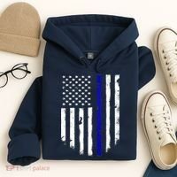 Thin Blue Line American Flag Shirt Cool Police Support Tee Hoodie thumb 4
