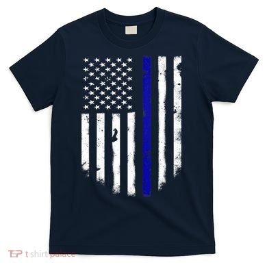 Thin Blue Line American Flag Shirt Cool Police Support Tee T-Shirt