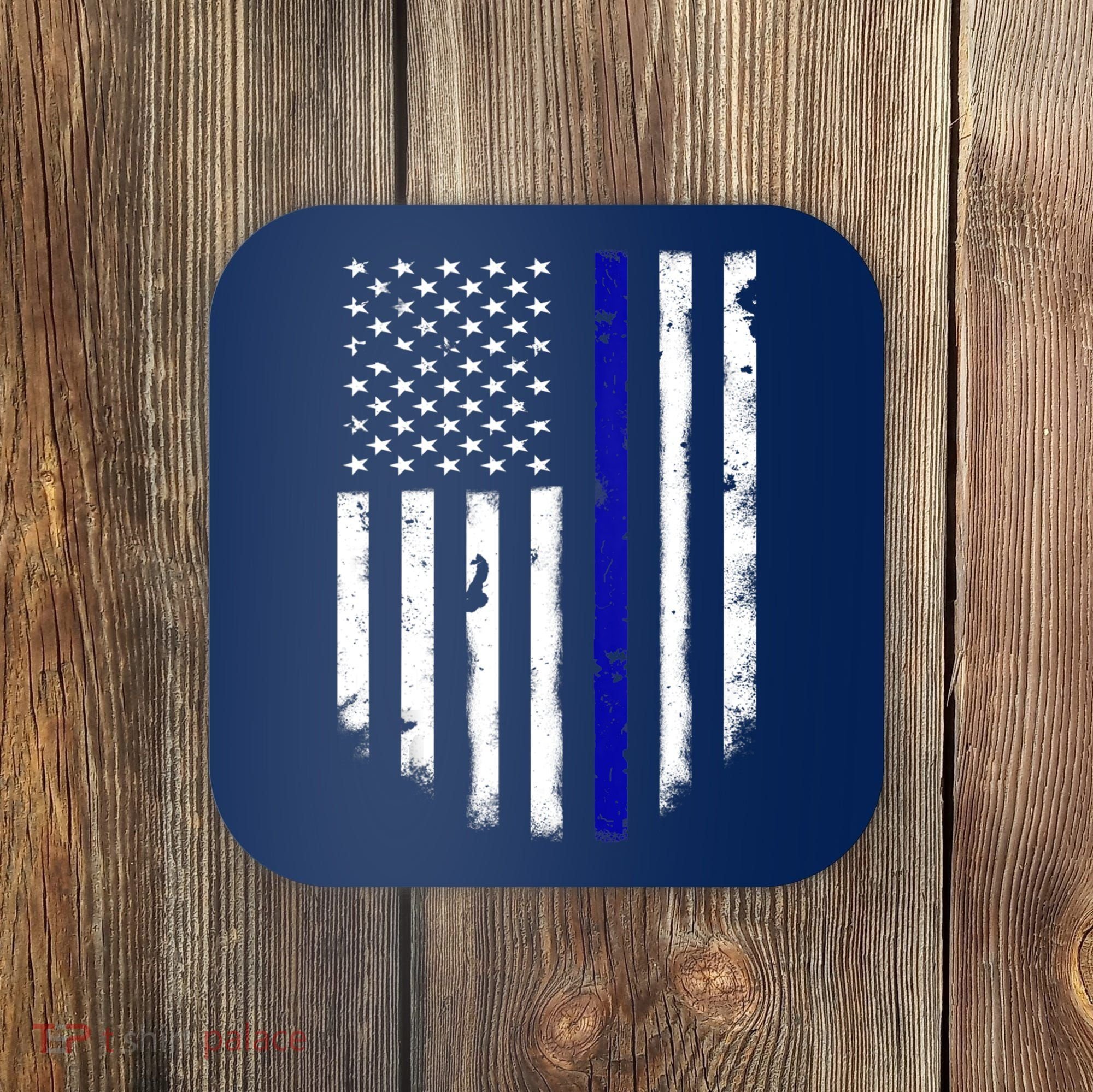 Thin Blue Line American Flag Shirt Cool Police Support Tee Coaster