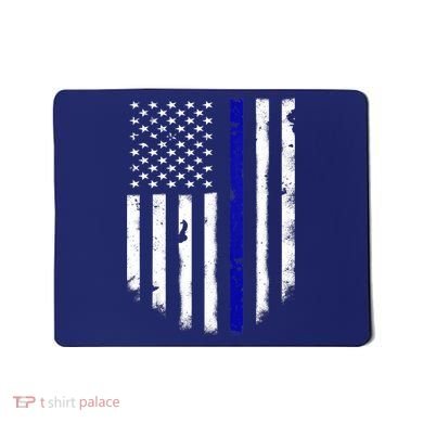 Thin Blue Line American Flag Shirt Cool Police Support Tee Mousepad