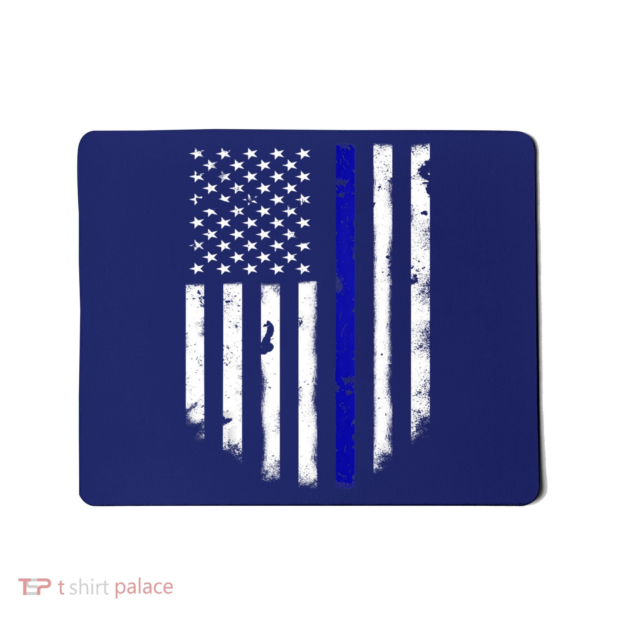 Thin Blue Line American Flag Shirt Cool Police Support Tee Mousepad