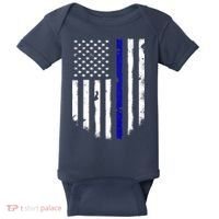 Thin Blue Line American Flag Shirt Cool Police Support Tee Baby Bodysuit thumb 0