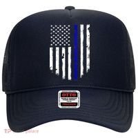 Thin Blue Line American Flag Shirt Cool Police Support Tee Hat thumb 0