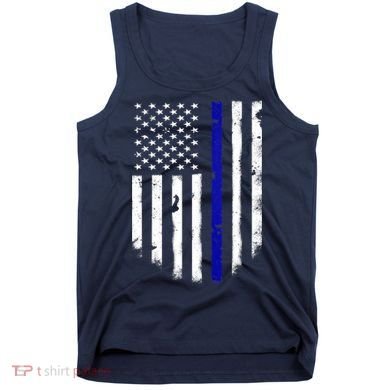 Thin Blue Line American Flag Shirt Cool Police Support Tee Tank Top