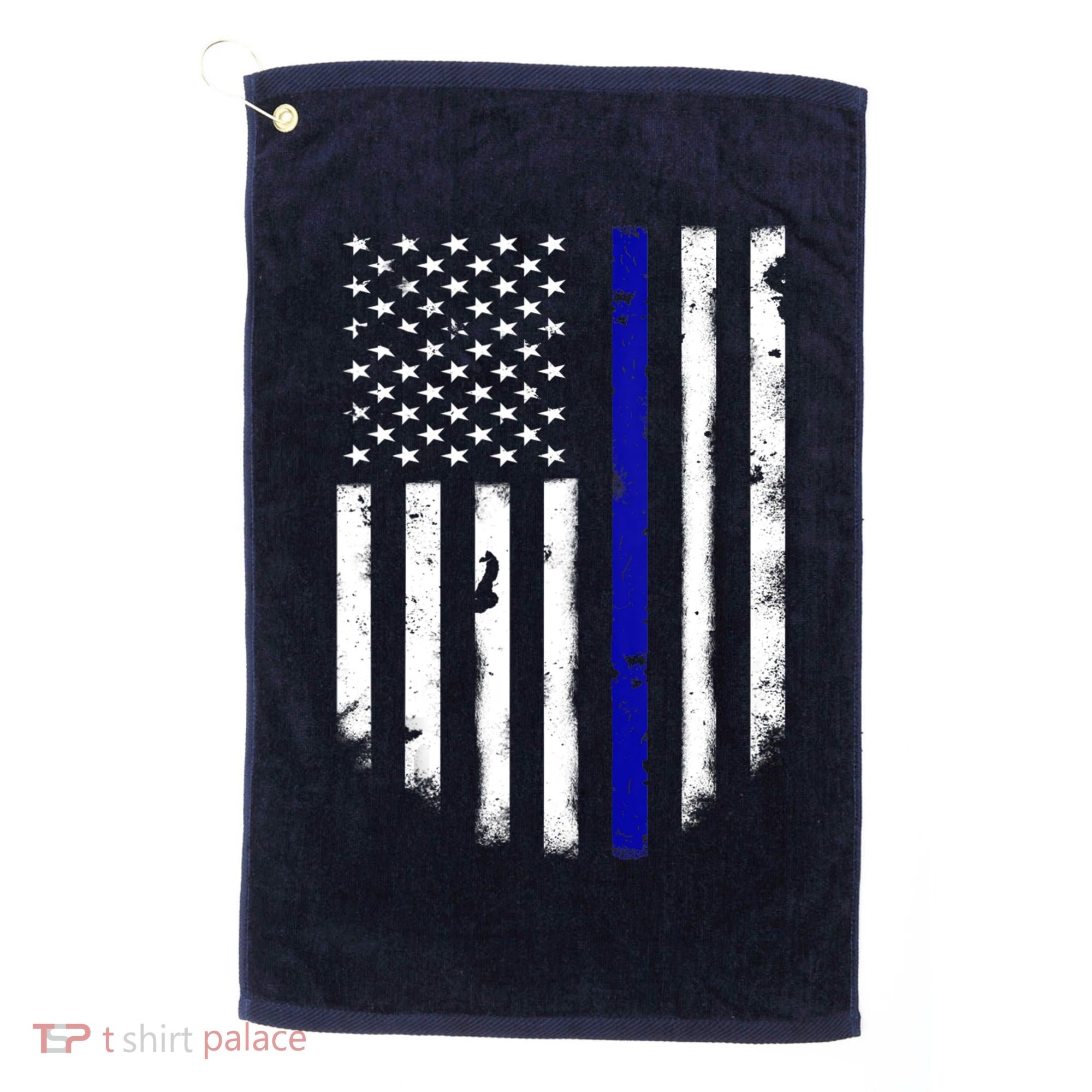 Thin Blue Line American Flag Shirt Cool Police Support Tee Golf Towel