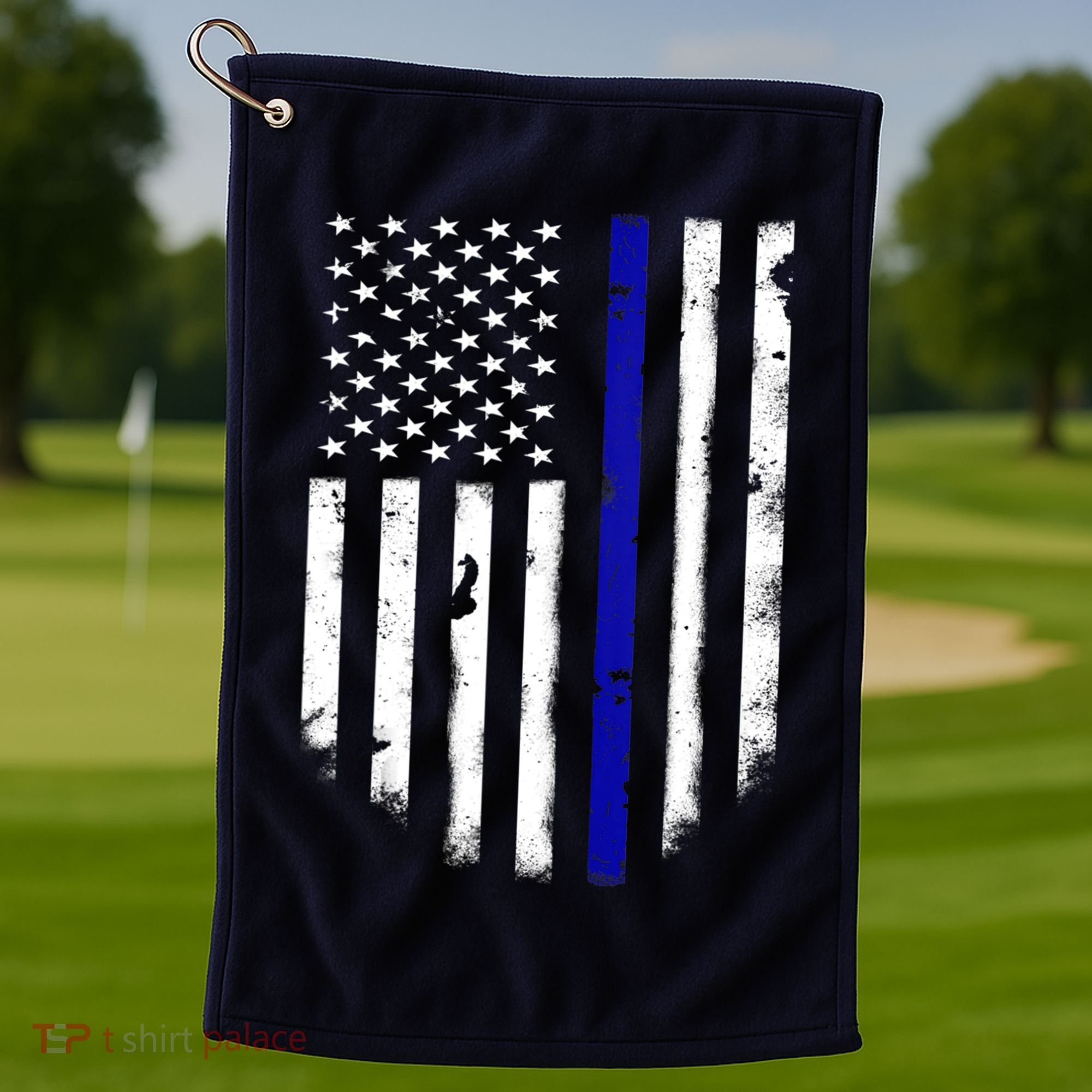 Thin Blue Line American Flag Shirt Cool Police Support Tee Golf Towel