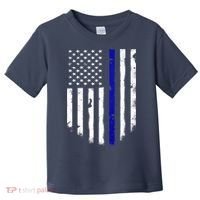 Thin Blue Line American Flag Shirt Cool Police Support Tee Toddler T-Shirt thumb 0