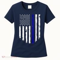 Thin Blue Line American Flag Shirt Cool Police Support Tee Women's T-Shirt thumb 0