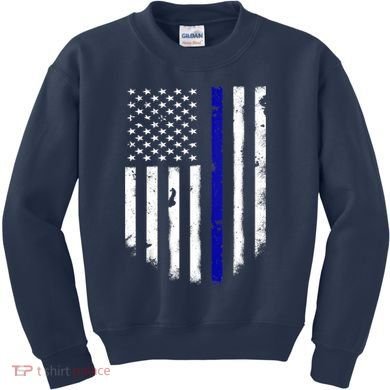 Thin Blue Line American Flag Shirt Cool Police Support Tee Kids Sweatshirt