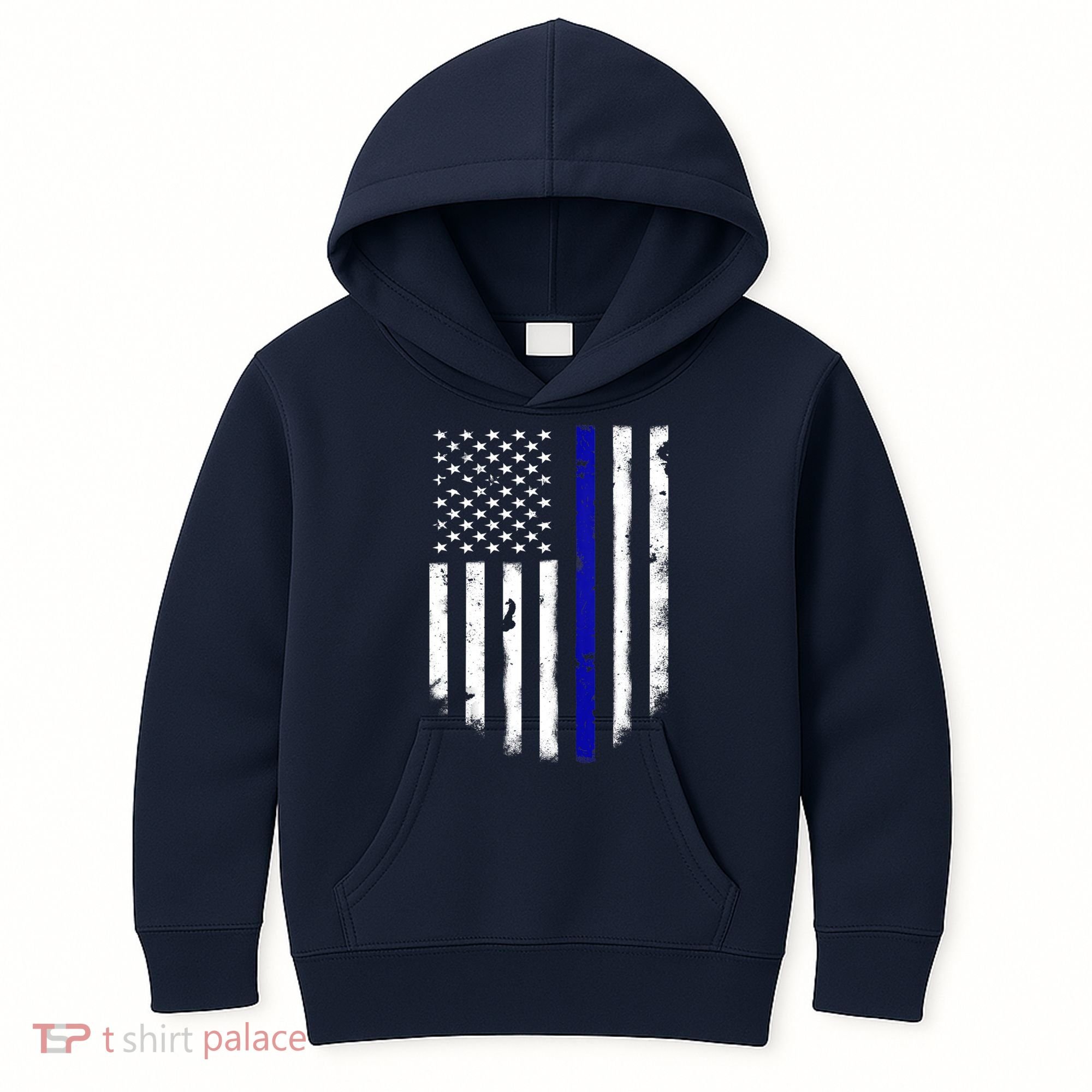 Thin Blue Line American Flag Shirt Cool Police Support Tee Kids Hoodie