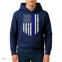 Thin Blue Line American Flag Shirt Cool Police Support Tee Kids Hoodie thumb 4