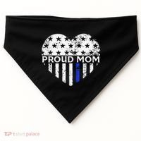 Thin Blue Line Heart Proud Police Mom Pro Law Enforcement USA-Made Doggie Bandana thumb 0