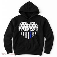 Thin Blue Line Heart Proud Police Mom Pro Law Enforcement Hoodie thumb 0
