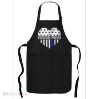 Thin Blue Line Heart Proud Police Mom Pro Law Enforcement Apron thumb 0