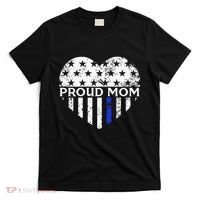 Thin Blue Line Heart Proud Police Mom Pro Law Enforcement T-Shirt thumb 0