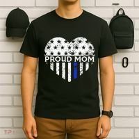 Thin Blue Line Heart Proud Police Mom Pro Law Enforcement T-Shirt thumb 6