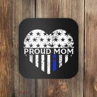 Thin Blue Line Heart Proud Police Mom Pro Law Enforcement Coaster thumb 0