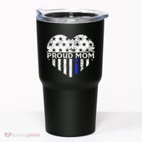 Thin Blue Line Heart Proud Police Mom Pro Law Enforcement Tumbler thumb 0