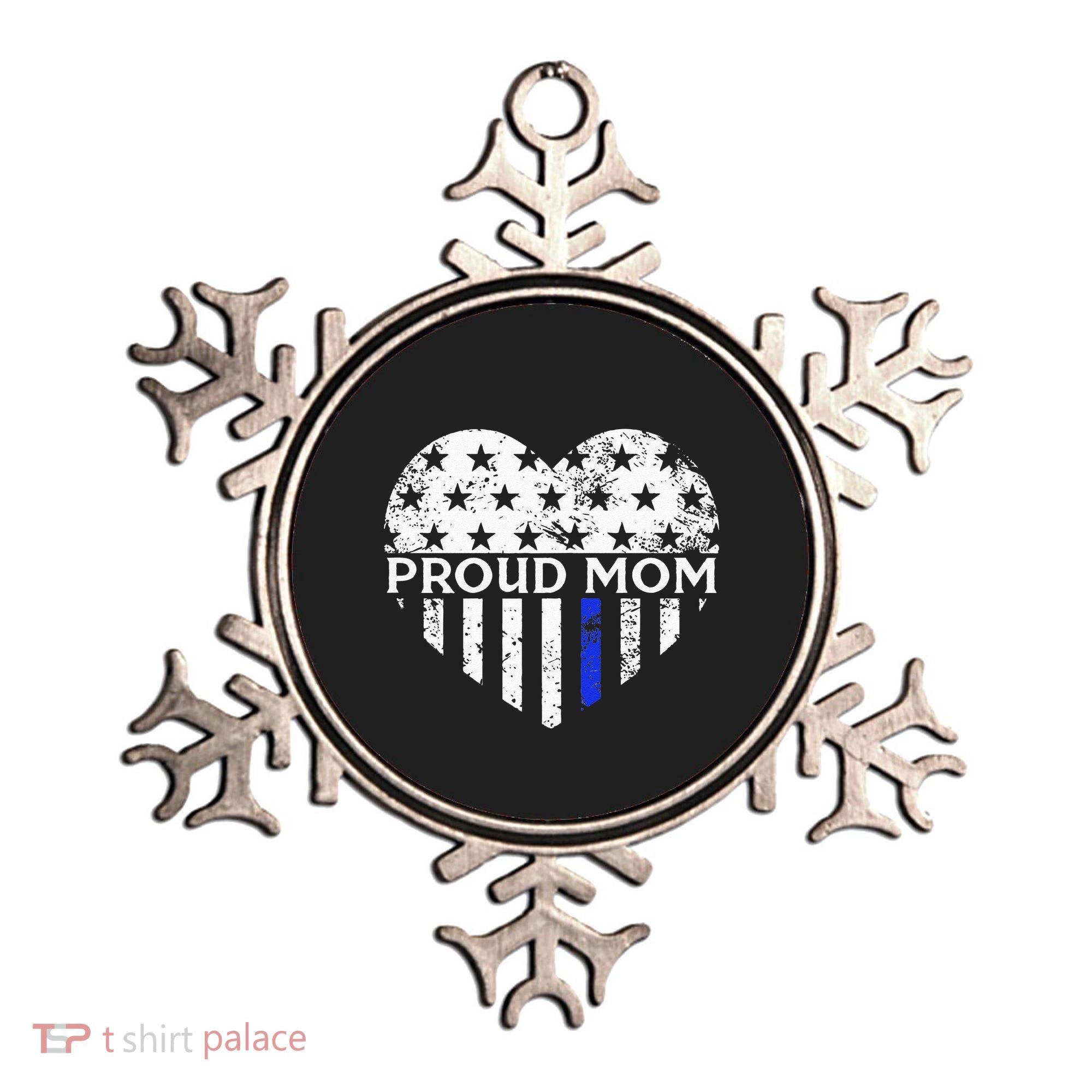 Thin Blue Line Heart Proud Police Mom Pro Law Enforcement Ornament