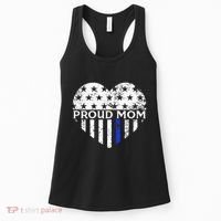 Thin Blue Line Heart Proud Police Mom Pro Law Enforcement Women's Tank Top thumb 0