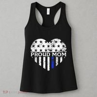 Thin Blue Line Heart Proud Police Mom Pro Law Enforcement Women's Tank Top thumb 3