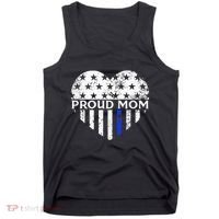 Thin Blue Line Heart Proud Police Mom Pro Law Enforcement Tank Top thumb 0