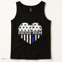 Thin Blue Line Heart Proud Police Mom Pro Law Enforcement Tank Top thumb 2