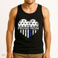 Thin Blue Line Heart Proud Police Mom Pro Law Enforcement Tank Top thumb 3