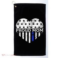 Thin Blue Line Heart Proud Police Mom Pro Law Enforcement Golf Towel thumb 0