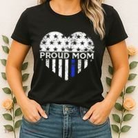 Thin Blue Line Heart Proud Police Mom Pro Law Enforcement Women's T-Shirt thumb 2