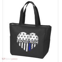 Thin Blue Line Heart Proud Police Mom Pro Law Enforcement Tote Bag thumb 3