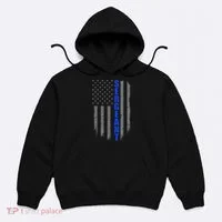 Thin Blue Line Flag For Police Sergeant Hoodie thumb 0