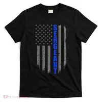 Thin Blue Line Flag For Police Sergeant T-Shirt thumb 0
