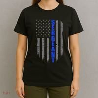 Thin Blue Line Flag For Police Sergeant T-Shirt thumb 4
