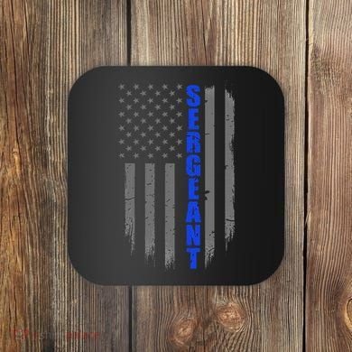 Thin Blue Line Flag For Police Sergeant Coaster