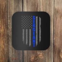 Thin Blue Line Flag For Police Sergeant Coaster thumb 0