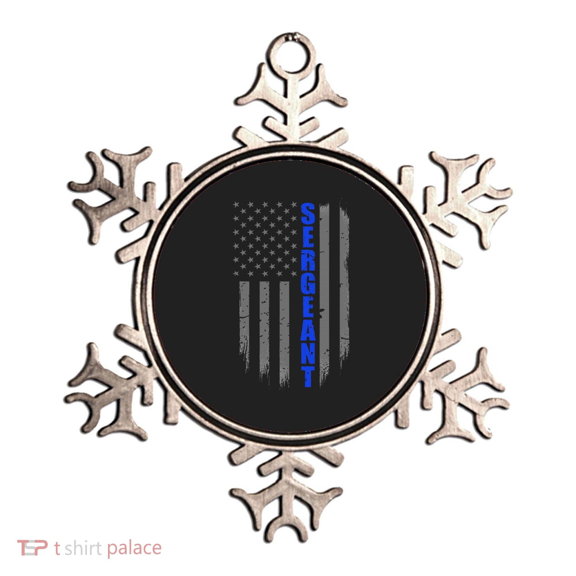Thin Blue Line Flag For Police Sergeant Ornament