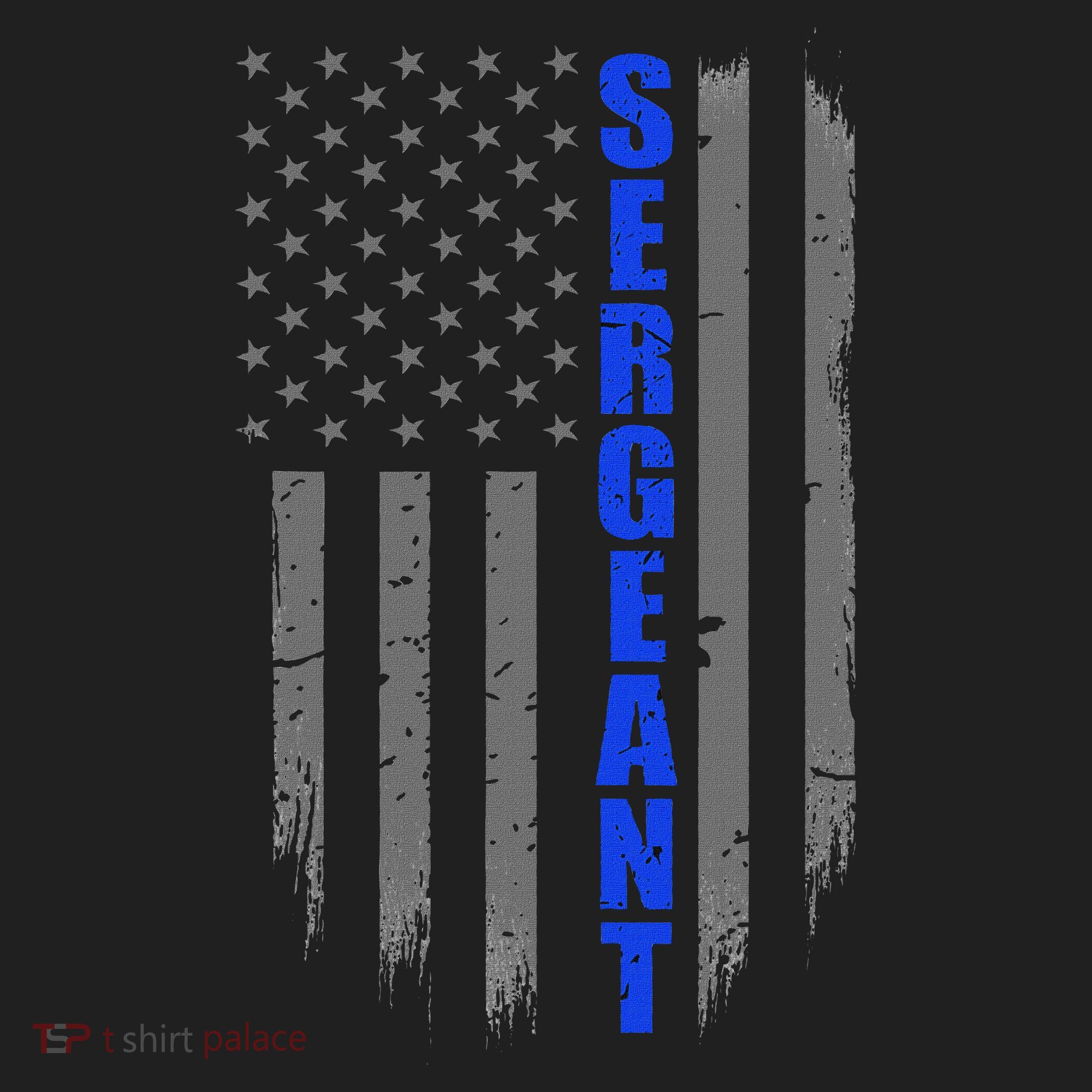 Thin Blue Line Flag For Police Sergeant Hat