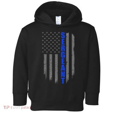 Thin Blue Line Flag For Police Sergeant Toddler Hoodie