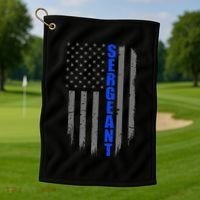 Thin Blue Line Flag For Police Sergeant Golf Towel thumb 1