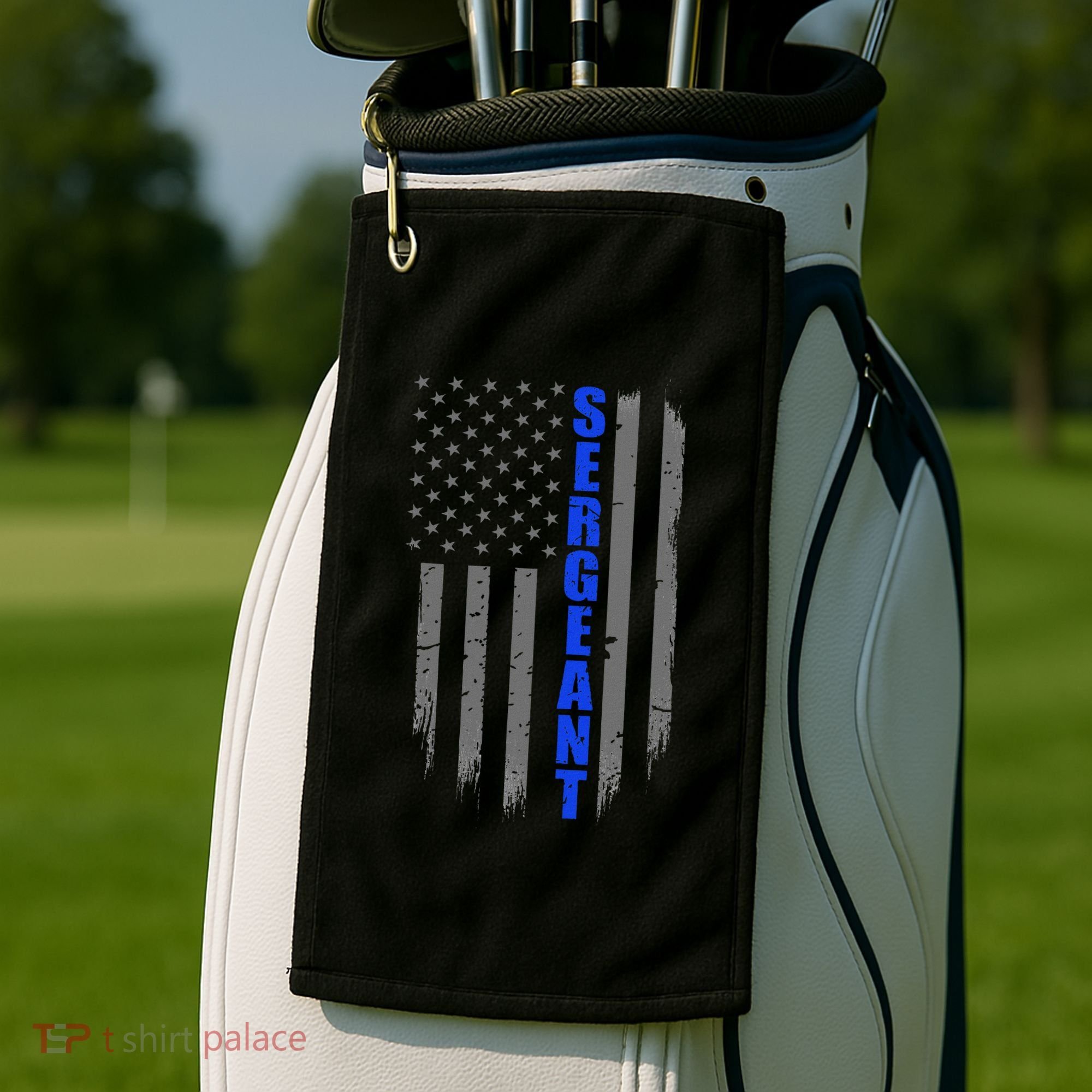 Thin Blue Line Flag For Police Sergeant Golf Towel